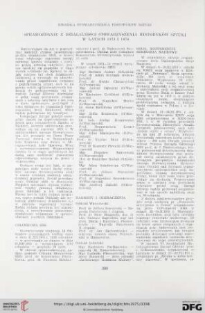 Sprawozdanie z działalności Stowarzyszenia Historyków Sztuki w latach 1973 i 1974