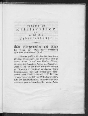Hamburgische Ratification der vorstehenden Uebereinkunft.