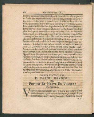 Observatio LXI. - LXX.