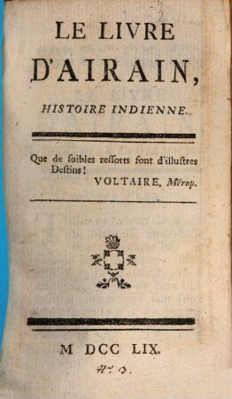 Le livre d'airain : histoire indienne