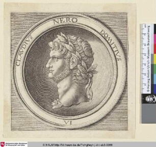 CLAVDIVS NERO DOMITIVS [Porträtmedaillon mit der Büste des Nero; Nero]