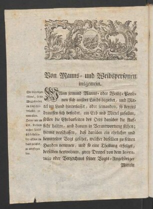Von Manns- und Weibspersonen insgemein