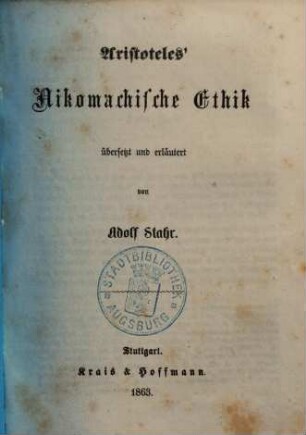 Aristotels' Nikomachische Ethik