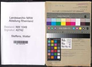 Entnazifizierung Walter Steffens , geb. 16.09.1908 (Vertreter)
