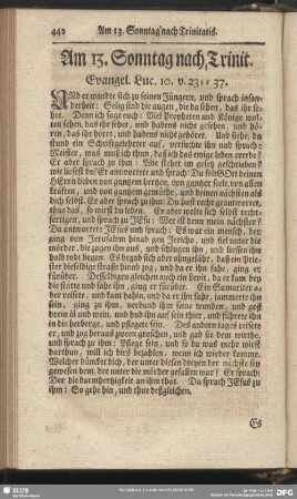 Am 13. Sonntag nach Trinit. Evangel. Luc. 10. v. 23-37