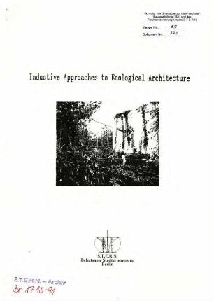 Bericht: Inductive Approaches to Ecological Architecture