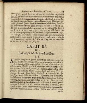 Caput III. De Personis Subsellia acquirentibus.