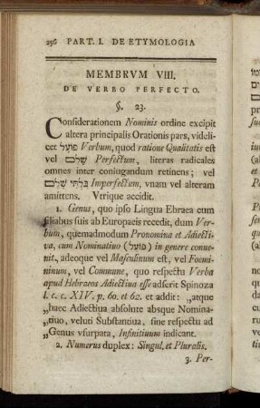 Membrum VIII. De verbo perfecto.