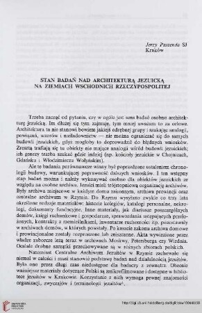 2: Stan badań nad architekturą jezuicką na ziemiach wschodnich Rzeczypospolitej