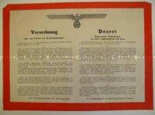 Maueranschlag für die besetzten Gebiete in Westeuropa mit der Verordnung über das Verbot von Preiserhöhungen (zweisprachig)