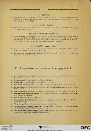 B. Antiquitäten und moderne Kunstgegenstände (Nr. 32-158)