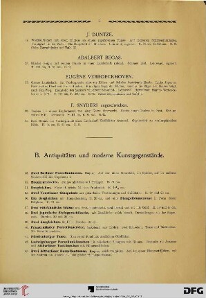 B. Antiquitäten und moderne Kunstgegenstände (Nr. 32-158)