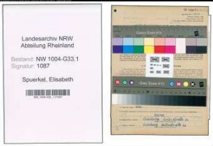 Entnazifizierung Elisabeth Spuerkel , geb. 17.05.1903 (Lehrerin)