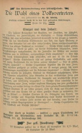 Um Weiterverbreitung wird höflichst ersucht