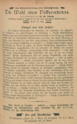 Um Weiterverbreitung wird höflichst ersucht