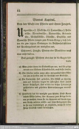 Viertes Kapitul. Von der Wahl der Pferde und ihres Zeuges