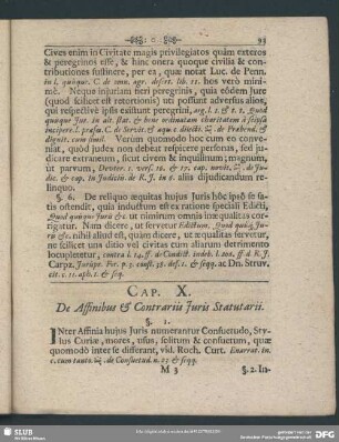 Cap. X. De Affinibus et Contrariis Iuris Statutarii