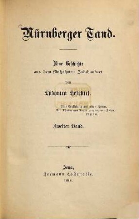 Nürnberger Tand : Eine Geschichte aus dem fünfzehnten Jahrhundert, 2