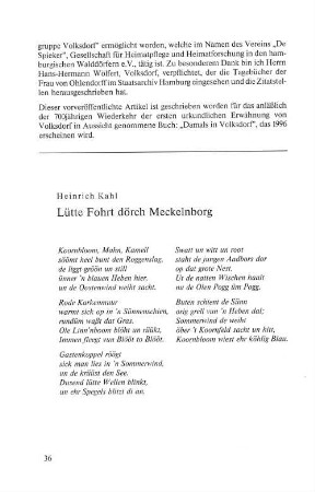 Lütte Fohrt dörch Meckelnborg