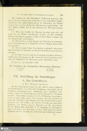 VII. Aufzählung der Sammlungen