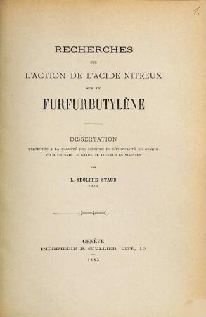 Recherches sur l'action de l'acide nitreux sur le furfurbutylène : Diss. inaug.