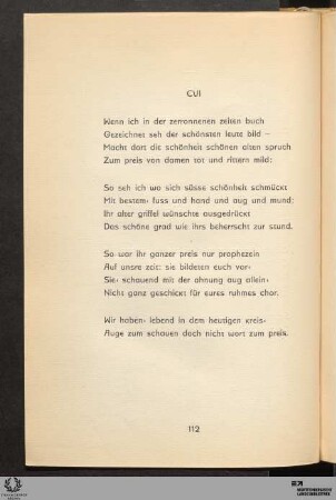 CVI: Wenn ich in der zerronnenen zeiten buch