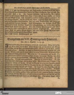 Evangelium am XIII. Sonntage nach Trinitatis.