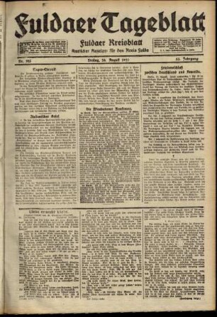 Ausgabe vom Freitag, den 26. August 1921.