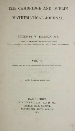 6: The Cambridge and Dublin mathematical journal