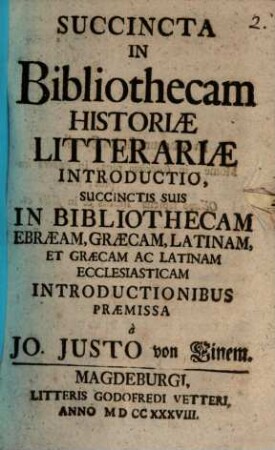 Succincta in bibliothecam historiae litterariae introductio