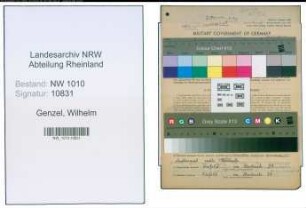 Entnazifizierung Wilhelm Genzel , geb. 18.09.1922 (Sparkassenangestellter)