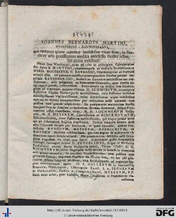 Ioannes Bernardus Martini ...
