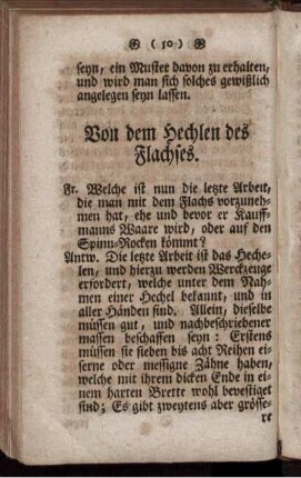 Von dem Hecheln des Flachses.