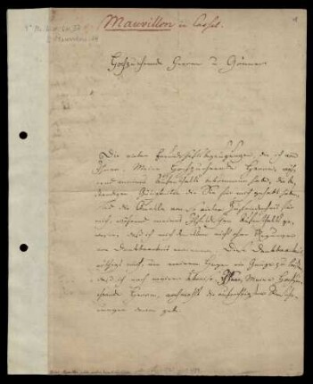 Brief von Jakob Mauvillon an Unbekannt