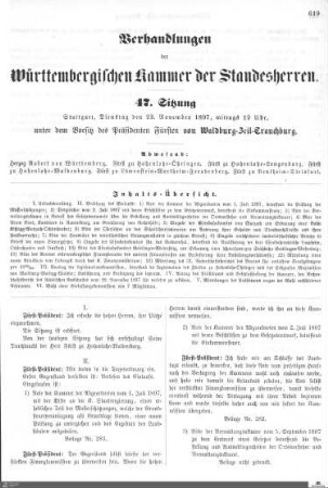 47. Sitzung, Stuttgart, 23.11.1897
