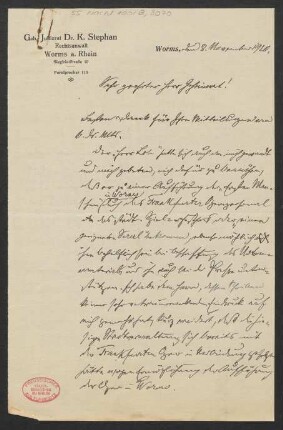 Brief an B. Schott's Söhne : 08.11.1920