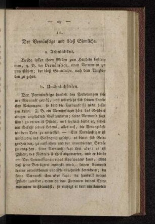 11. Der Vernünftige und bloß Sinnliche.