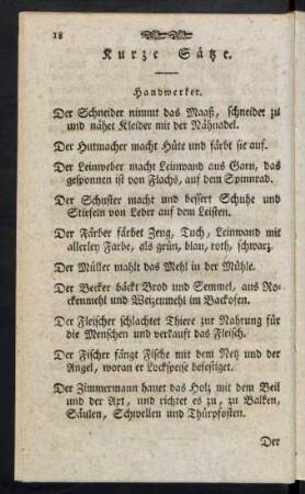Kurze Sätze