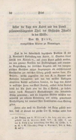 50-90 Ueber die Lage von Kades und den hiermit zusammenhängenden Theil der Geschichte Israel's in der Wüste