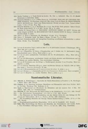 Numismatische Literatur (Nr. 3251-3416)