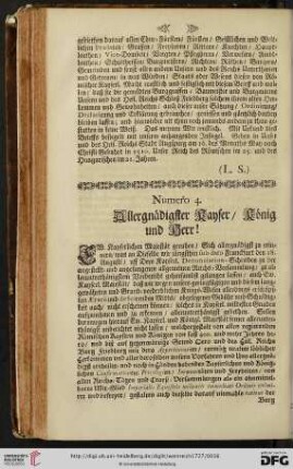 Numero 4: Allergnädigster Kayser / König und Herr !