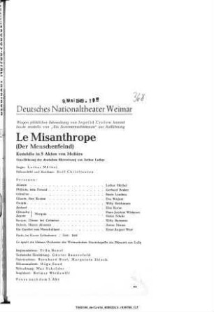 Le Misanthrope (Der Menschenfeind)