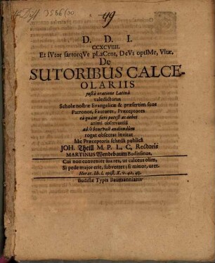 De sutoribus calceolariis