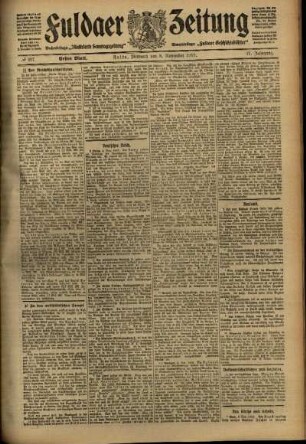 Erste Ausgabe vom Mittwoch, den 09. November 1910.