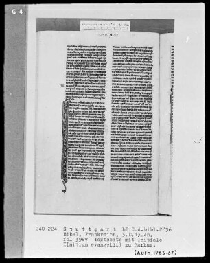 Bibel — Initiale I(nitium evangelii), Folio 396verso