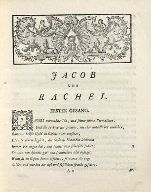 Jacob und Rachel : Ein Gedicht In Zween Gesängen