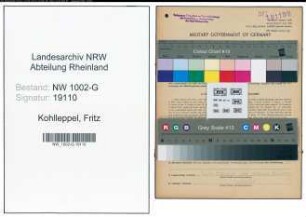 Entnazifizierung Fritz Kohlleppel, geb. 02.01.1895 (Gastwirt)