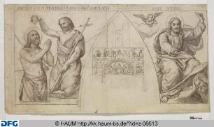 Entwurf für die neuen Wandmalereien im nördlichen Querhaus des Braunschweiger Doms: "Taufe Jesu" und "Versuchung"