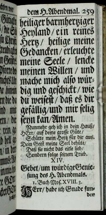 XIV. Gebet, um würdige Geniesung des H. Abendmahls