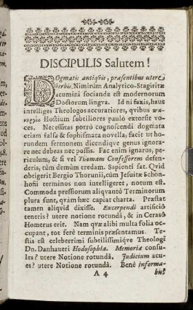 Discipulis Salutem!